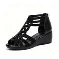 Comfortable Nude Hollow-out Wedge Sandals for Daily Casual Wear