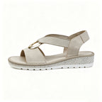 Women's Wedge Sandals, Comfortable Elastic Strap Platform Sandals with Metal Ring