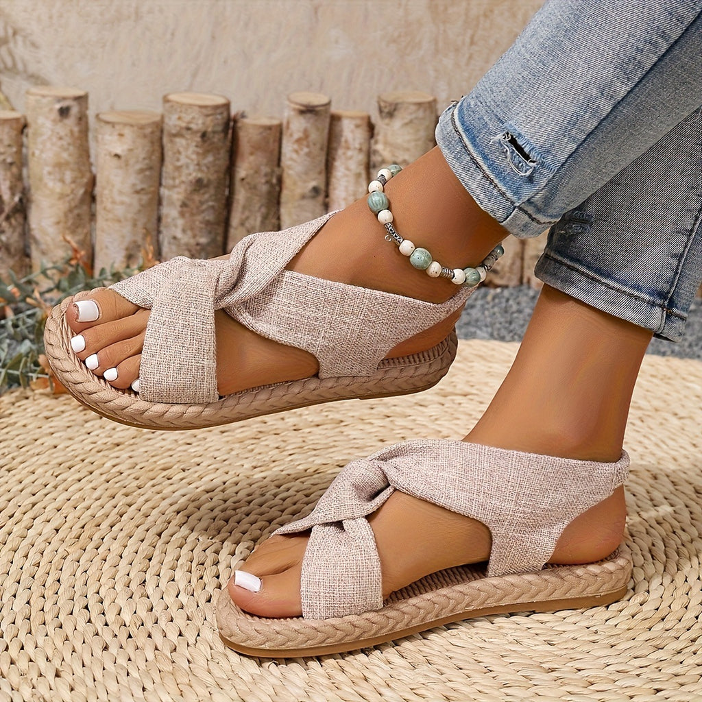 Bohemian Twisted Band Espadrille Sandals for Daily Summer Outfit