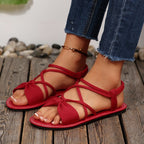 Knot-Front Elastic Ankle Sandals – Easy Slip-On with Arch Support