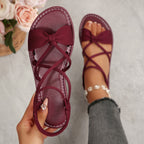 Knot-Front Elastic Ankle Sandals – Easy Slip-On with Arch Support