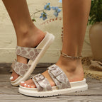 💝Summer Sale⭐❤Women's Summer One-Strap Double Buckle Thick-Soled Lightweight Outdoor Casual Slide Slippers