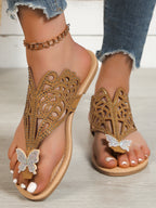 Women's Rhinestone Embellished Butterfly Flat Sandals