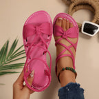 Knot-Front Elastic Ankle Sandals – Easy Slip-On with Arch Support