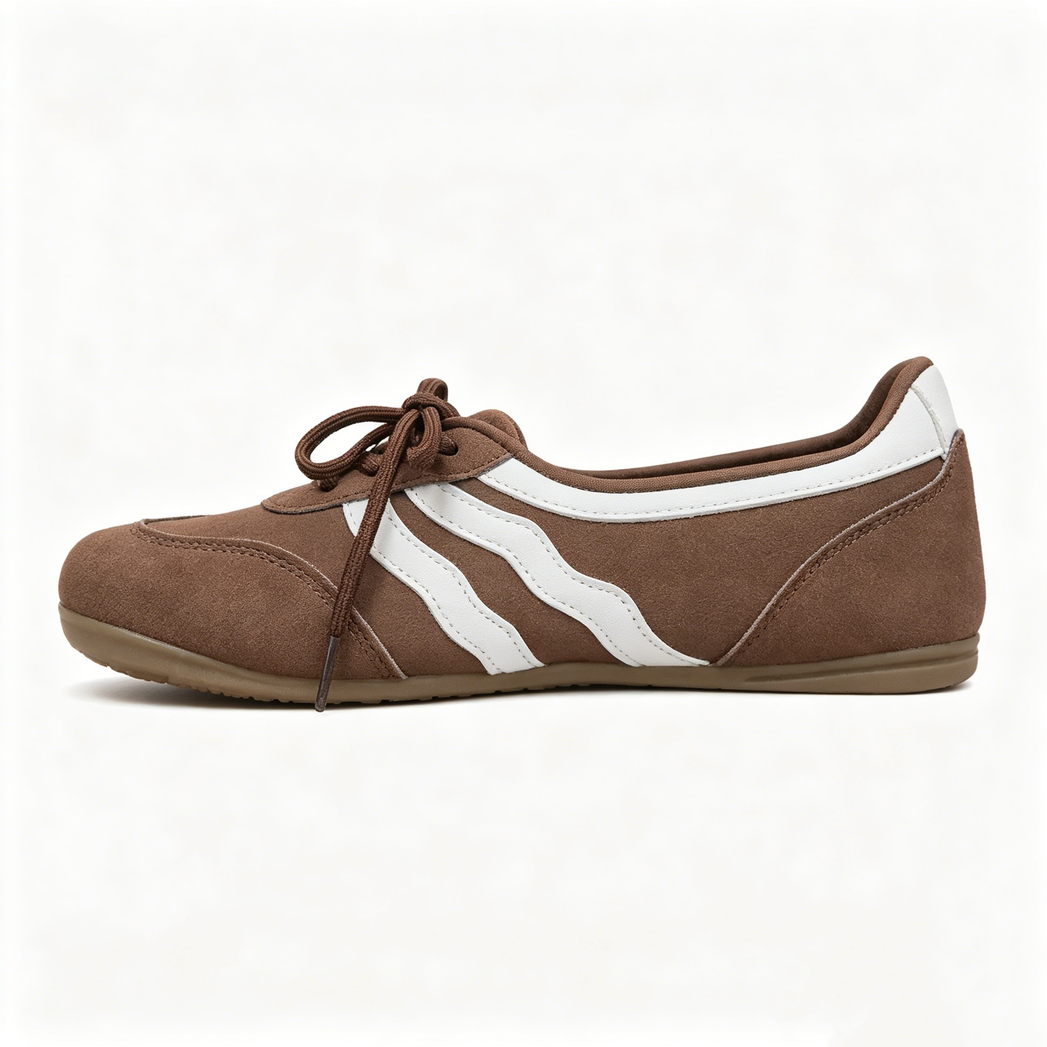 Women's Retro Lace-Up Ballet Sneakers, Black & White Stripe Casual Flat Shoes, Lightweight Comfortable Daily Wear Footwear
