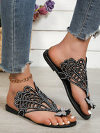 Women's Rhinestone Embellished Butterfly Flat Sandals
