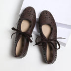 Ladies Breathable Perforated Floral Flat Shoes Casual Walking Daily Footwear