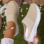 Summer Air Mesh Slip On Trainers | Comfort Open Back Casual Walking Footwear