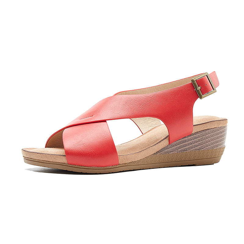 (⏳NOW ON: 70% OFF Sale! 🔥)-Women's Arch Support Casual Platform Ankle Strap Leather Sandals
