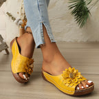 Comfortable Non-Slip Solid Color Open-Toe Wedge Sandals For Women, All Day Walking, Breathable & Lightweight