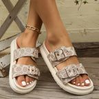 💝Summer Sale⭐❤Women's Summer One-Strap Double Buckle Thick-Soled Lightweight Outdoor Casual Slide Slippers