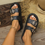 💝Summer Sale⭐❤Women's Summer One-Strap Double Buckle Thick-Soled Lightweight Outdoor Casual Slide Slippers