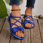 Knot-Front Elastic Ankle Sandals – Easy Slip-On with Arch Support