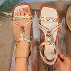 Bohemian Bead Decor Flat Sandals for Women Daily Outdoor & Beach Wear