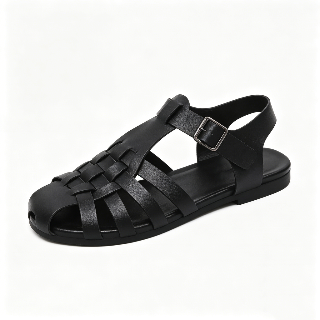 Classic Leather Weave Casual Flat Sandals Non Slip Outdoor Daily Footwear