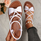 Knot-Front Elastic Ankle Sandals – Easy Slip-On with Arch Support