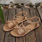 Knot-Front Elastic Ankle Sandals – Easy Slip-On with Arch Support