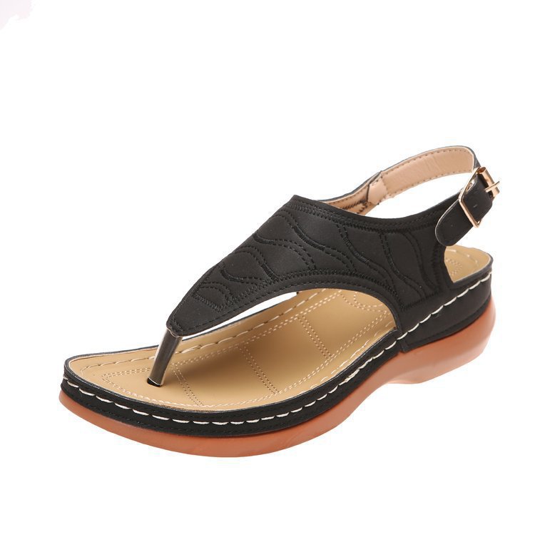 Comfortable Padded T-Strap Wedge Sandals for Beach & Casual Summer Outfit