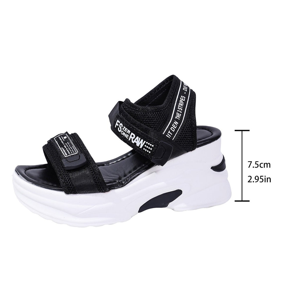 💝Summer Sale⭐❤2026 Summer Women's One Strap Hook & Loop Wedge Platform Sandals Fashion Versatile Beach Casual Shoes