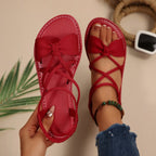 Knot-Front Elastic Ankle Sandals – Easy Slip-On with Arch Support