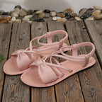 Knot-Front Elastic Ankle Sandals – Easy Slip-On with Arch Support