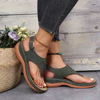 Comfortable Padded T-Strap Wedge Sandals for Beach & Casual Summer Outfit