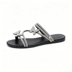 Women's Rhinestone Butterfly Slide Sandals, Shiny Crystal Flat Slippers, Glamorous Summer Open-Toe Sandals
