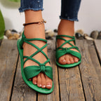 Knot-Front Elastic Ankle Sandals – Easy Slip-On with Arch Support