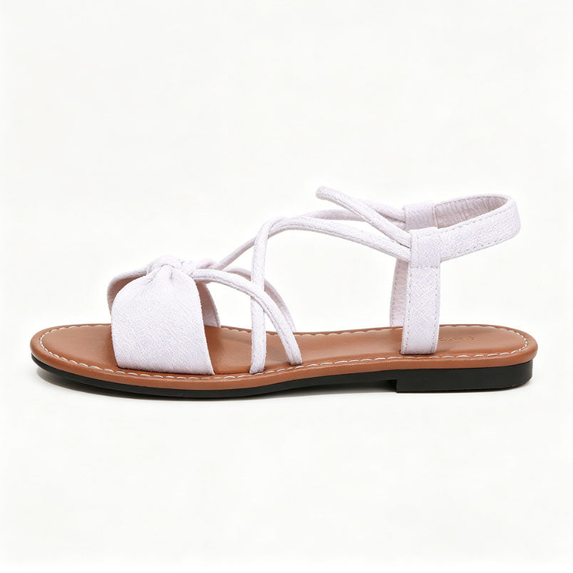 Knot-Front Elastic Ankle Sandals – Easy Slip-On with Arch Support